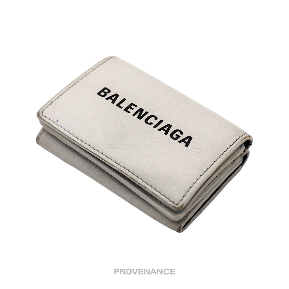 🔴 Balenciaga Logo Trifold Wallet - White Leather - Picture 4 of 9